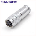 M16 C091 male cable metal connector 3pole 5pole 17pole crimp straight metal screw locking IP67